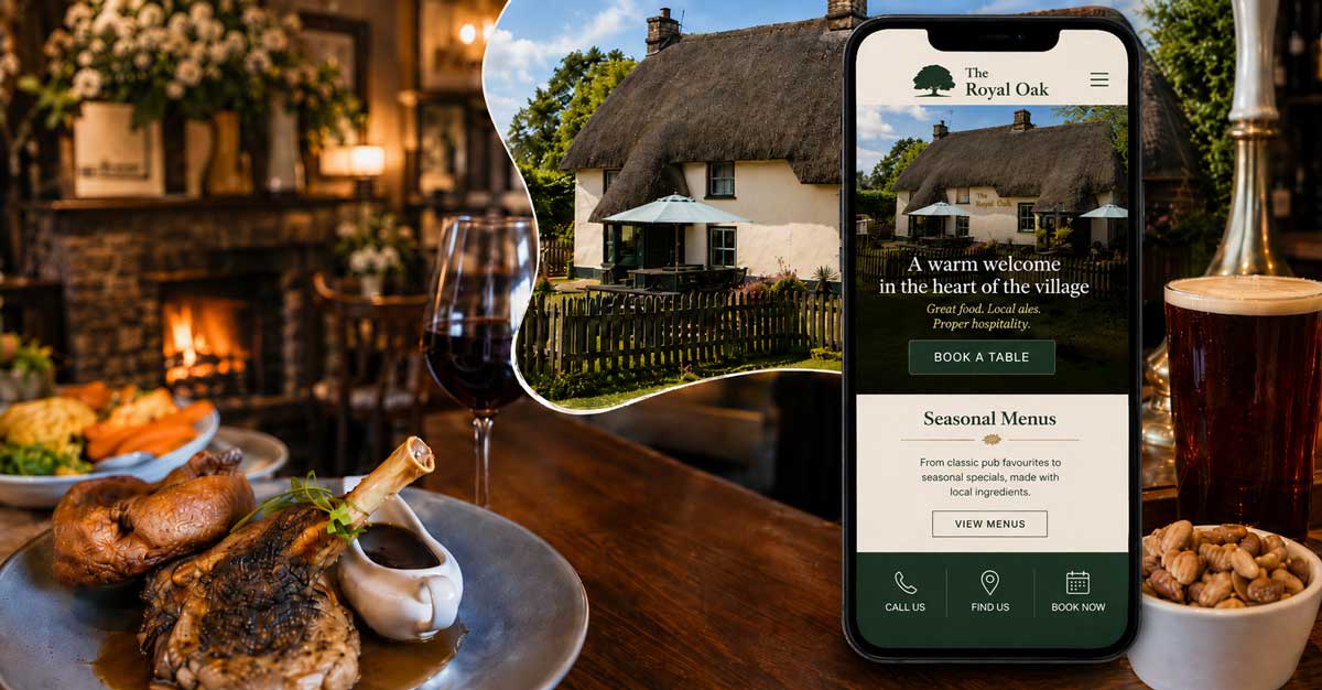 What should a good pub or hospitality website include?