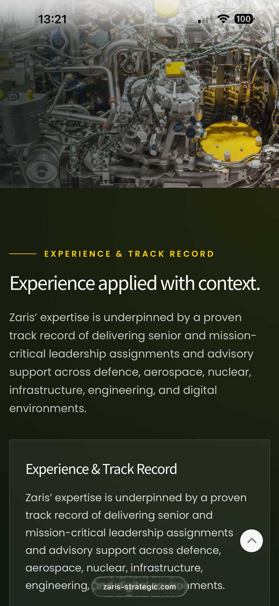 Zaris Strategic mobile internal page